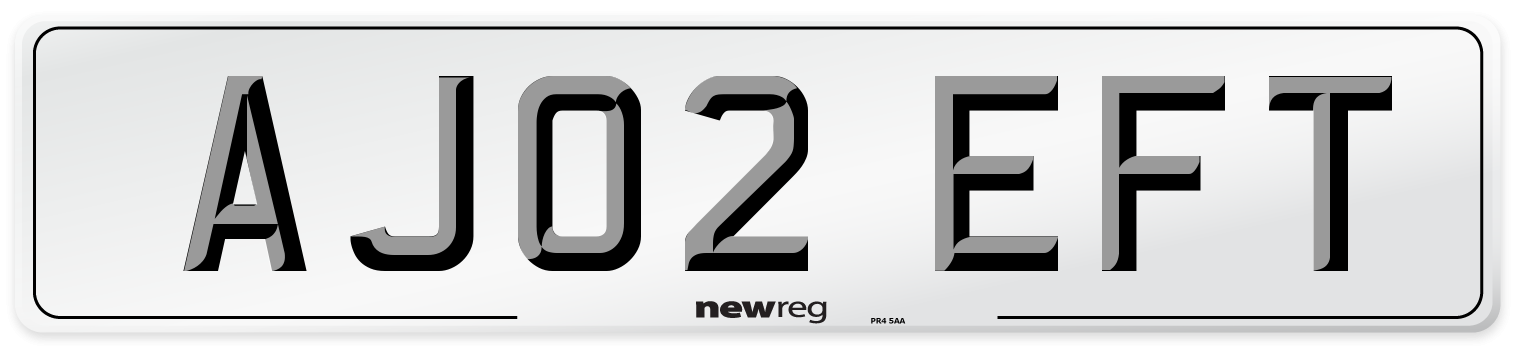 AJ02 EFT Number Plate from New Reg